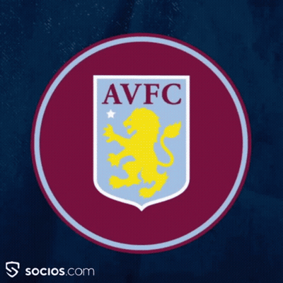AVFC Logo Yellow Lion Blue Background GIF