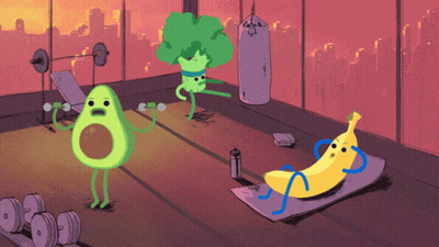 Avocado Broccoli And Banana In A Gym GIF