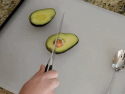 Avocado Fruit Knife Removing Seed GIF