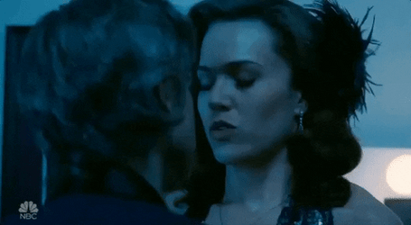 Awkward Couple Surprised Kiss GIF