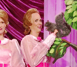 Awkward Woman Flirt To A Squirrel  GIF