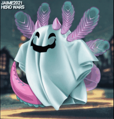 Axolotl In Ghost Costume Jaime2021 Hero Wars GIF