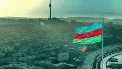 Azerbaijan Baku Flag City View