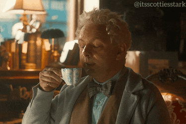 Aziraphale Tea Aziraphale Gasp GIF