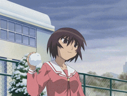 Azumanga Daioh Anime Snow Ball Fight Funny GIF