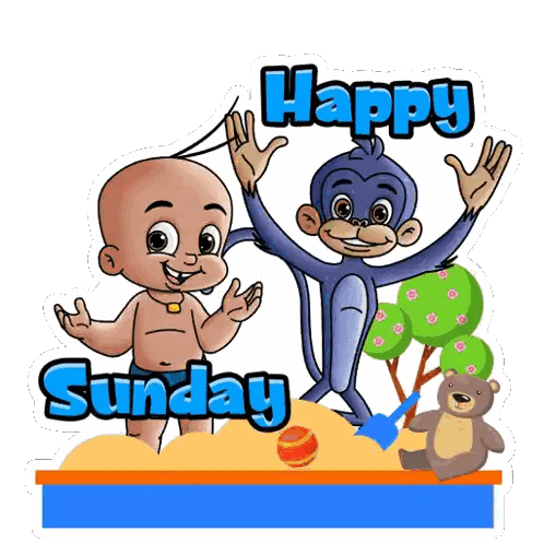 Baby And Monkey Happy Sunday Sticker