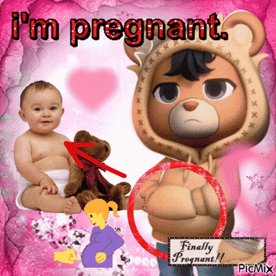 Baby And Teddy Bear Saying I'm Pregnant GIF