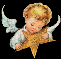 Baby Angel Hugging Sparkling Star GIF