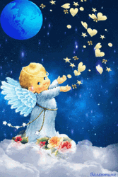 Baby Angel Throwing Hearts GIF