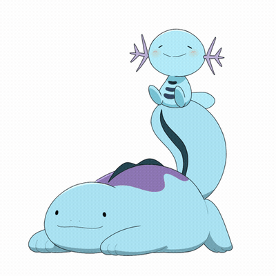 Baby Axolotl Sitting On Another Axolotl GIF