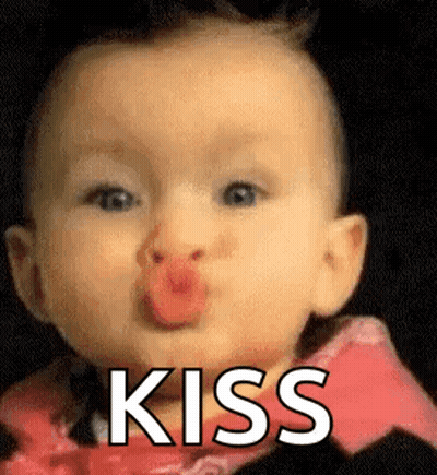 Baby Blowing A Kiss With Red Lipstick GIF