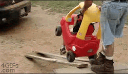 Baby Car Falling From Wood
