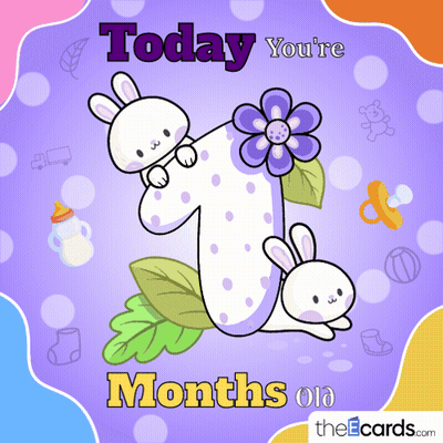 Baby Card Saying One Month Old GIF