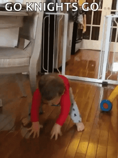 Baby Crawling On Wooden Floor Go Knights Go GIF