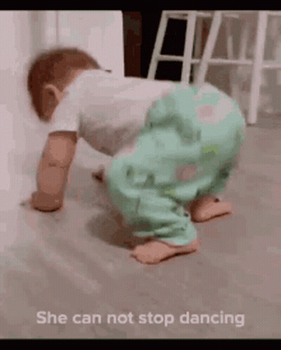 Baby Crawling Saying She Can Not Stop Dancing GIF