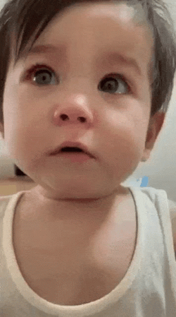 Baby Cry Covering One Eye GIF