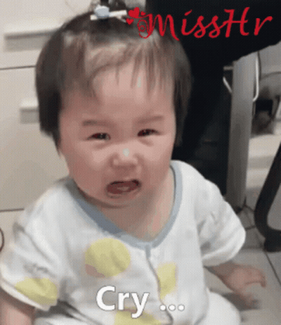 Baby Crying In Front Of Miss HR Banner GIF