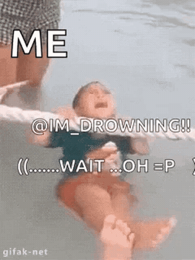 Baby Crying In Pool Saying Me @ Im Drowning GIF