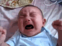 Baby Crying Lying On Bed GIF