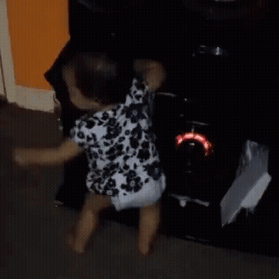 Baby Dancing In Front Of Speaker GIF
