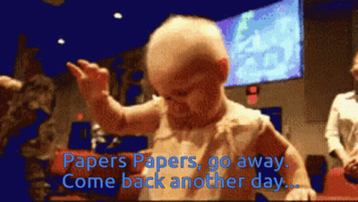 Baby Dancing With Papers Go Away GIF