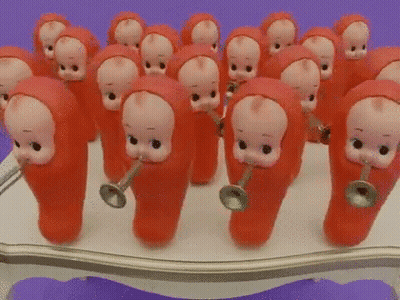 Baby Dolls Playing Trumpets GIF