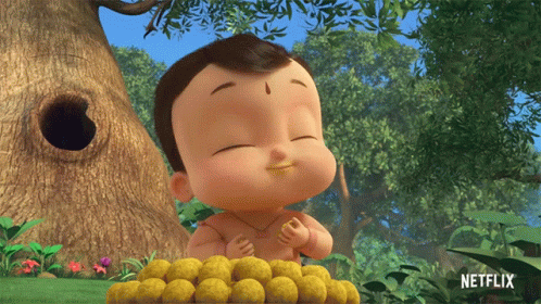 Baby Eating Yellow Balls With Netflix Logo GIF