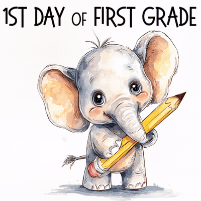 Baby Elephant Holding Pencil 1St Day First Grade GIF