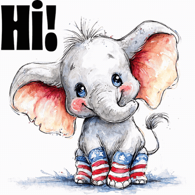 Baby Elephant Wearing American Flag Socks GIF