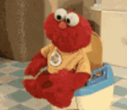 Baby Elmo Dancing On The Toilet Seat GIF