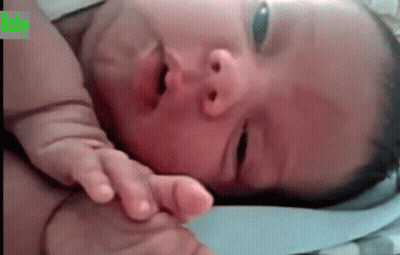 Baby Face With Green Baby Text GIF