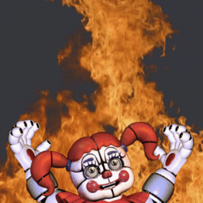 Baby From Five Nights At Freddy's In Front Of Fire GIF
