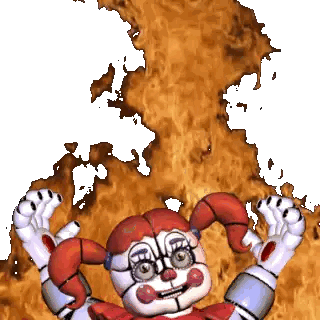 Baby From Five Nights At Freddy's In Front Of Fire Sticker