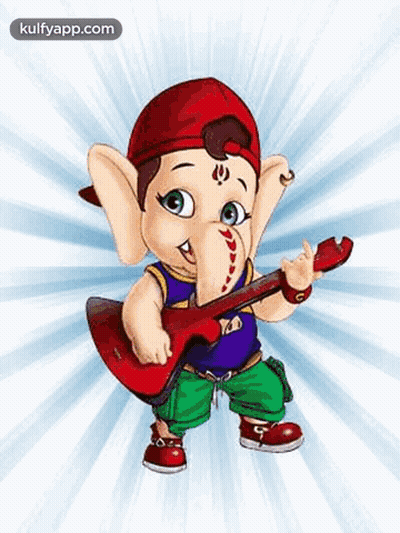 Baby Ganesha Holding Guitar GIF