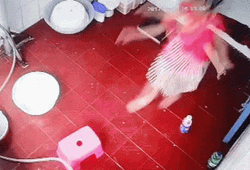 Baby Girl Slip On The Floor  GIF