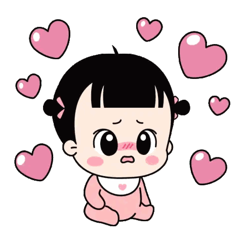Baby Girl Surrounded By Pink Hearts Sticker