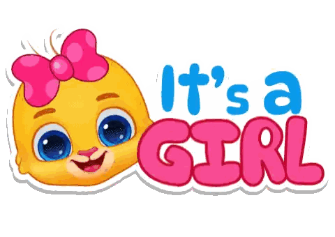 Baby Girl With Pink Bow And 'It's A Girl Sticker