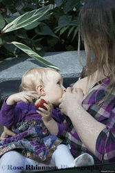 Baby Giving Strawberry To Breastfeeding Mother GIF
