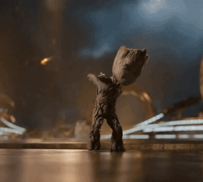 Baby Groot Dancing on Wooden Floor