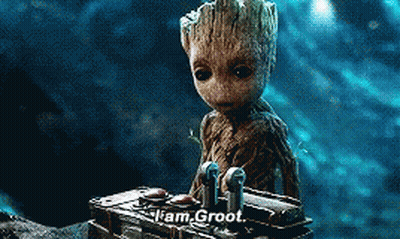 Baby Groot Sitting On Box Saying I Am Groot GIF