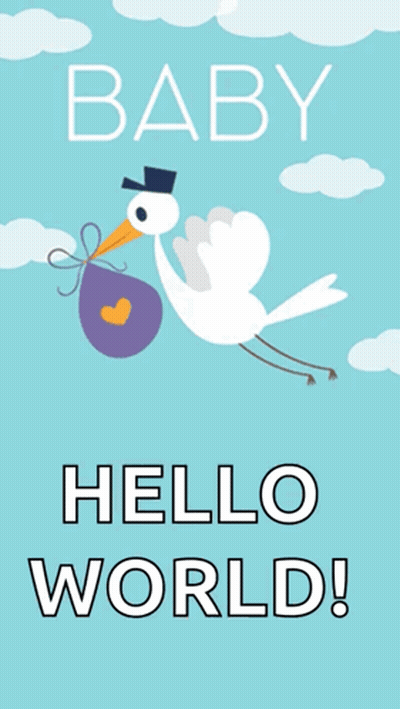 Baby Hello World Poster With Stork GIF