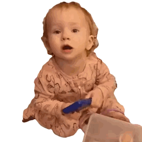 Baby Holding Blue Toy Sticker