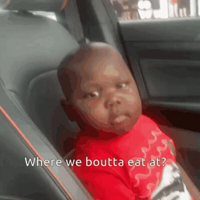 Baby In Back Seat Saying Where We Boutta Eat At GIF