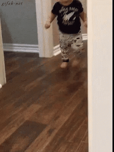 Baby In Black Rock N Roll Shirt Running GIF
