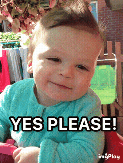 Baby In Blue Shirt Smiling Says Yes Please GIF