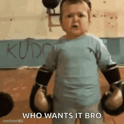 Baby in Boxing Gloves Says Who Wants It Bro