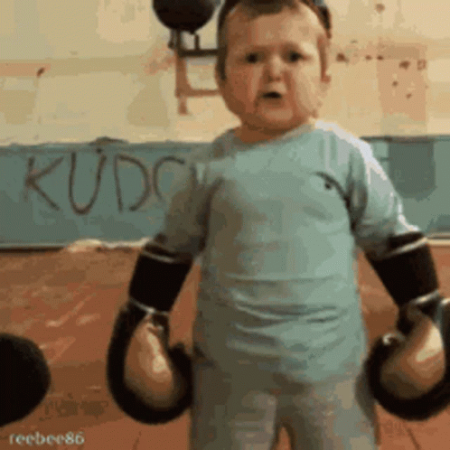 Baby In Boxing Gloves With Kudo GIF