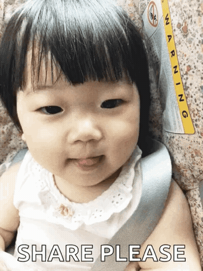 Baby In Car Seat Saying Share Please GIF