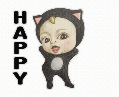 Baby In Cat Costume With Happy GIF