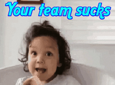 Baby In Chair Saying Your Team Sucks GIF